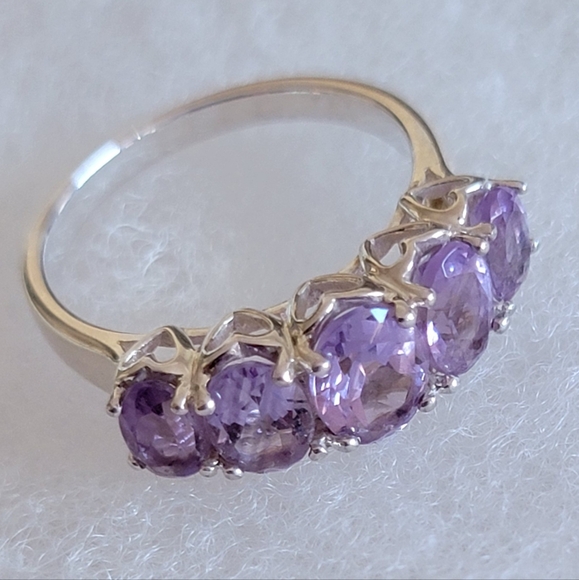 Jewelry - 925, 5 STONE PURPLE AMETHYST, STERLING SILVER, RING